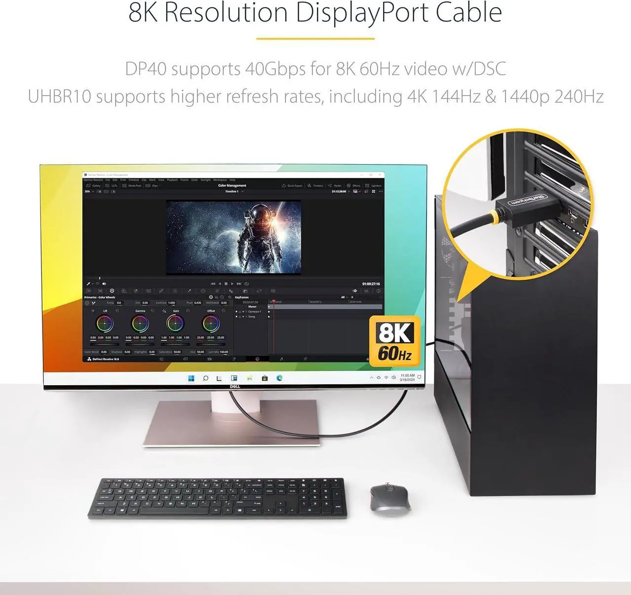 Alt view image 6 of 6 - StarTech 6ft DisplayPort 2.1 Cable VESA Certified DP40 DisplayPort Cable Black