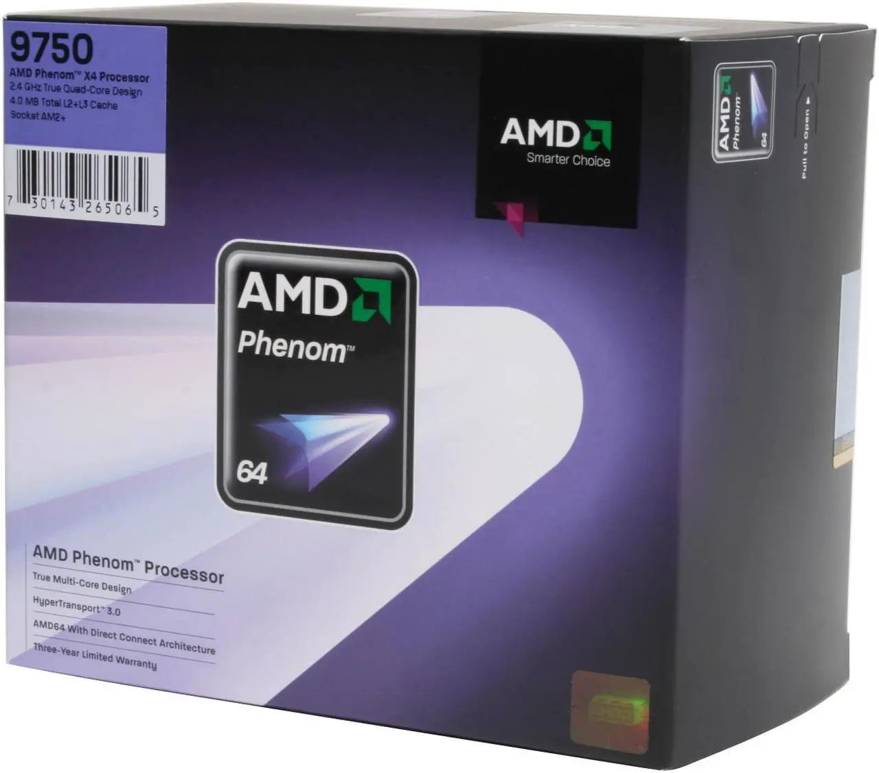 Main image of AMD Phenom 9750 2.4GHz 4 x 512KB L2 Cache 2MB L3 Cache Socket AM2+ 125W Quad-Core Processor