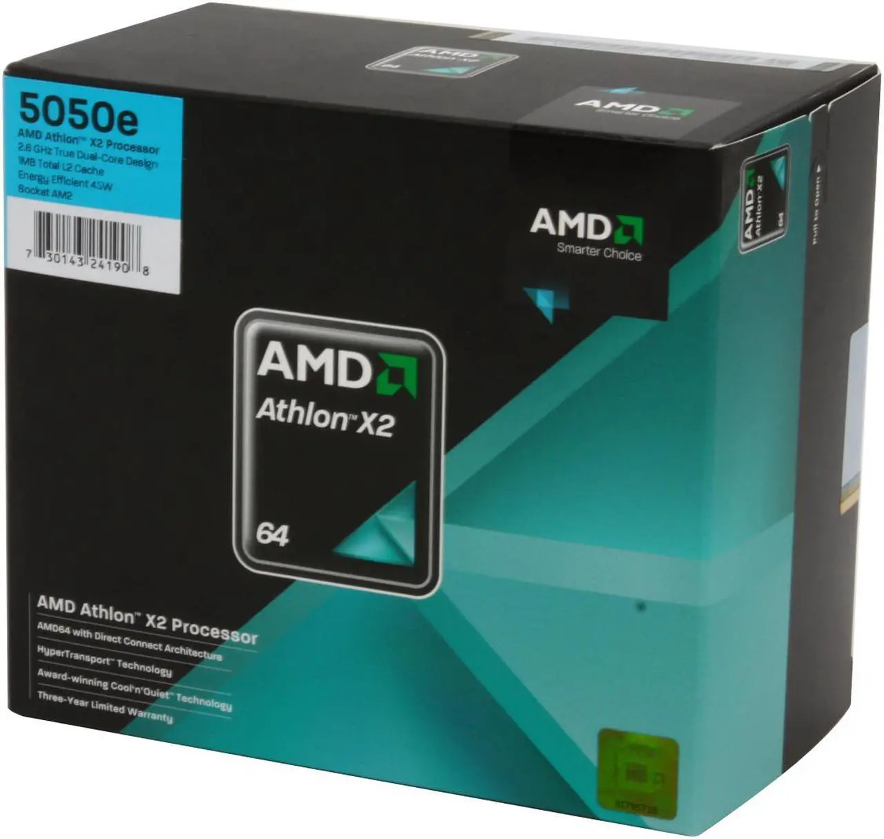 Main image of AMD Athlon 64 X2 5050e - Athlon 64 X2 Brisbane Dual-Core 2.6 GHz Socket AM2 45W Processor - ADH5050DOBOX