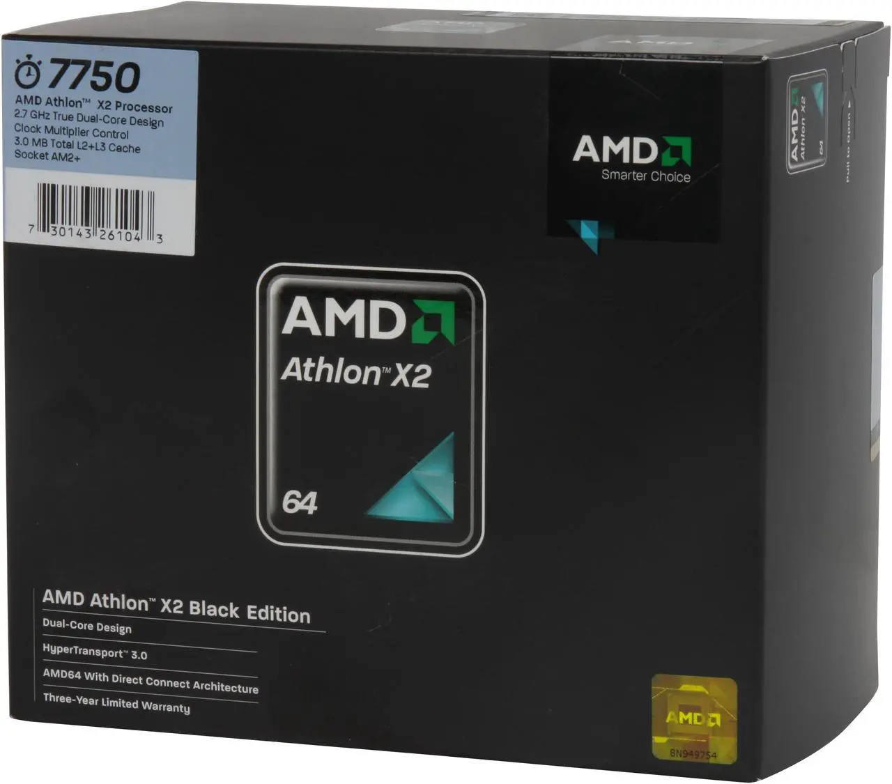 Main image of AMD Athlon 64 X2 7750 - Athlon 64 X2 Kuma Dual-Core 2.7 GHz Socket AM2+ 95W black edition Processor - AD775ZWCGHBOX