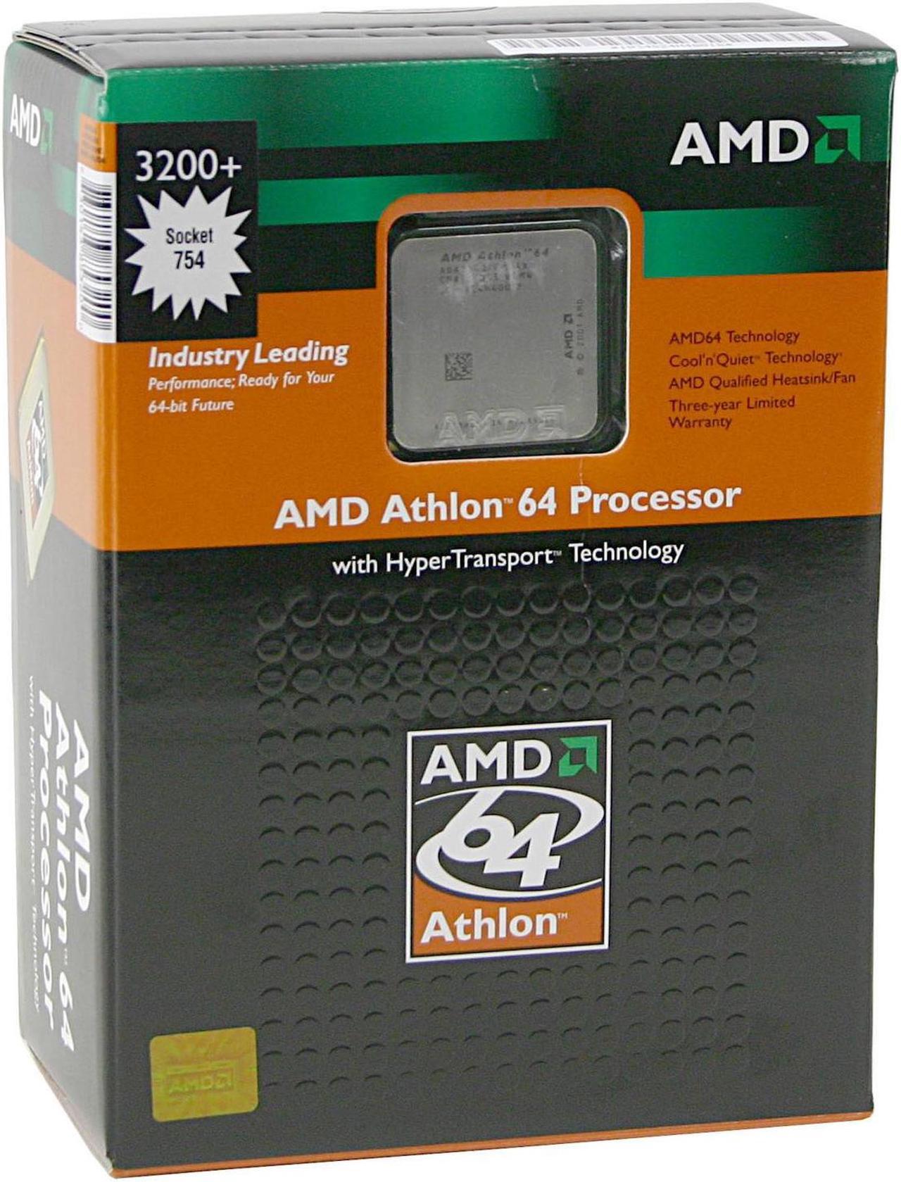 Main image of AMD Athlon 64 3200+ - Athlon 64 Newcastle Single-Core 2.2 GHz Socket 754 Processor - ADA3200AXBOX
