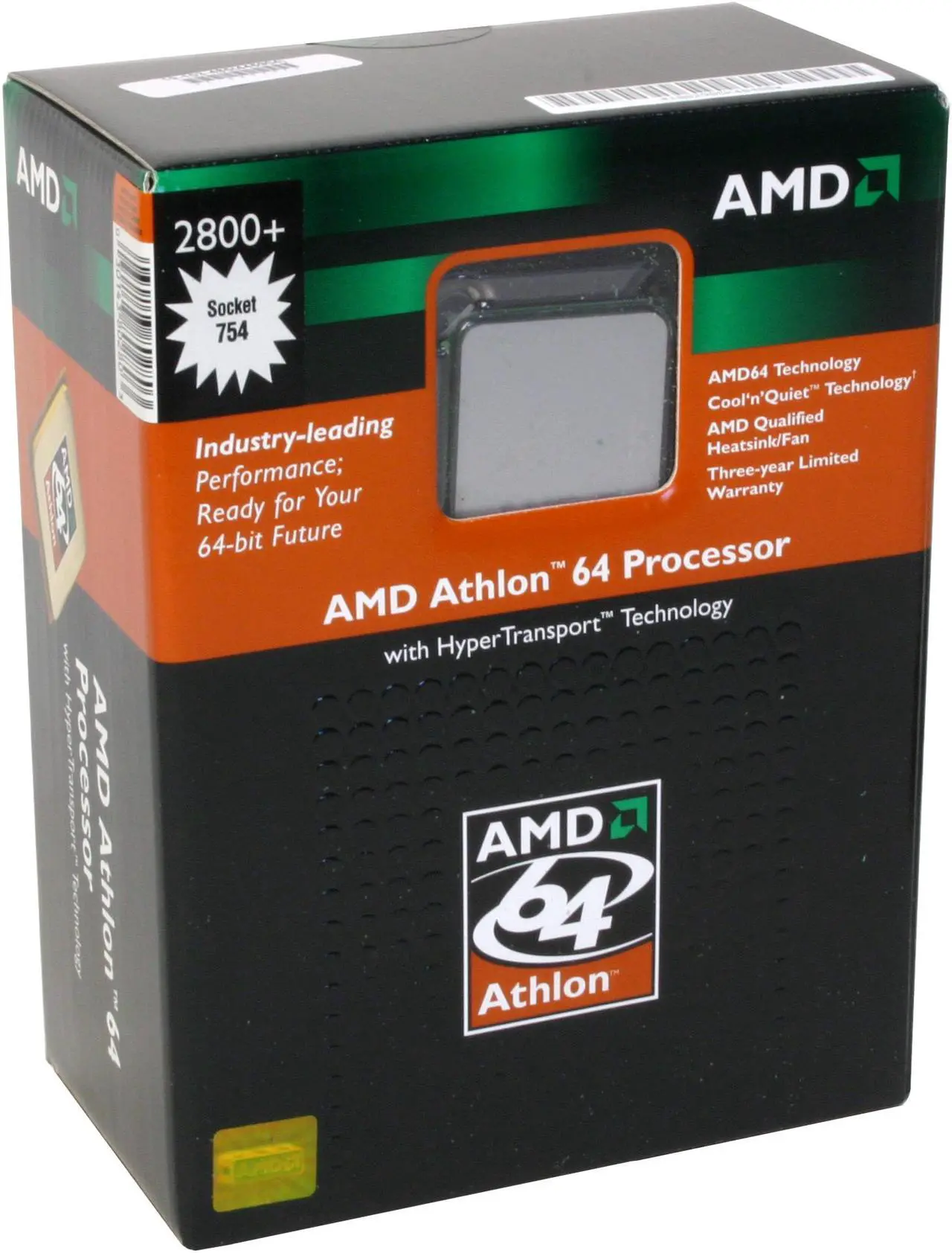Main image of AMD Athlon 64 2800+ - Athlon 64 ClawHammer Single-Core 1.8 GHz Socket 754 Processor - ADA2800BOX