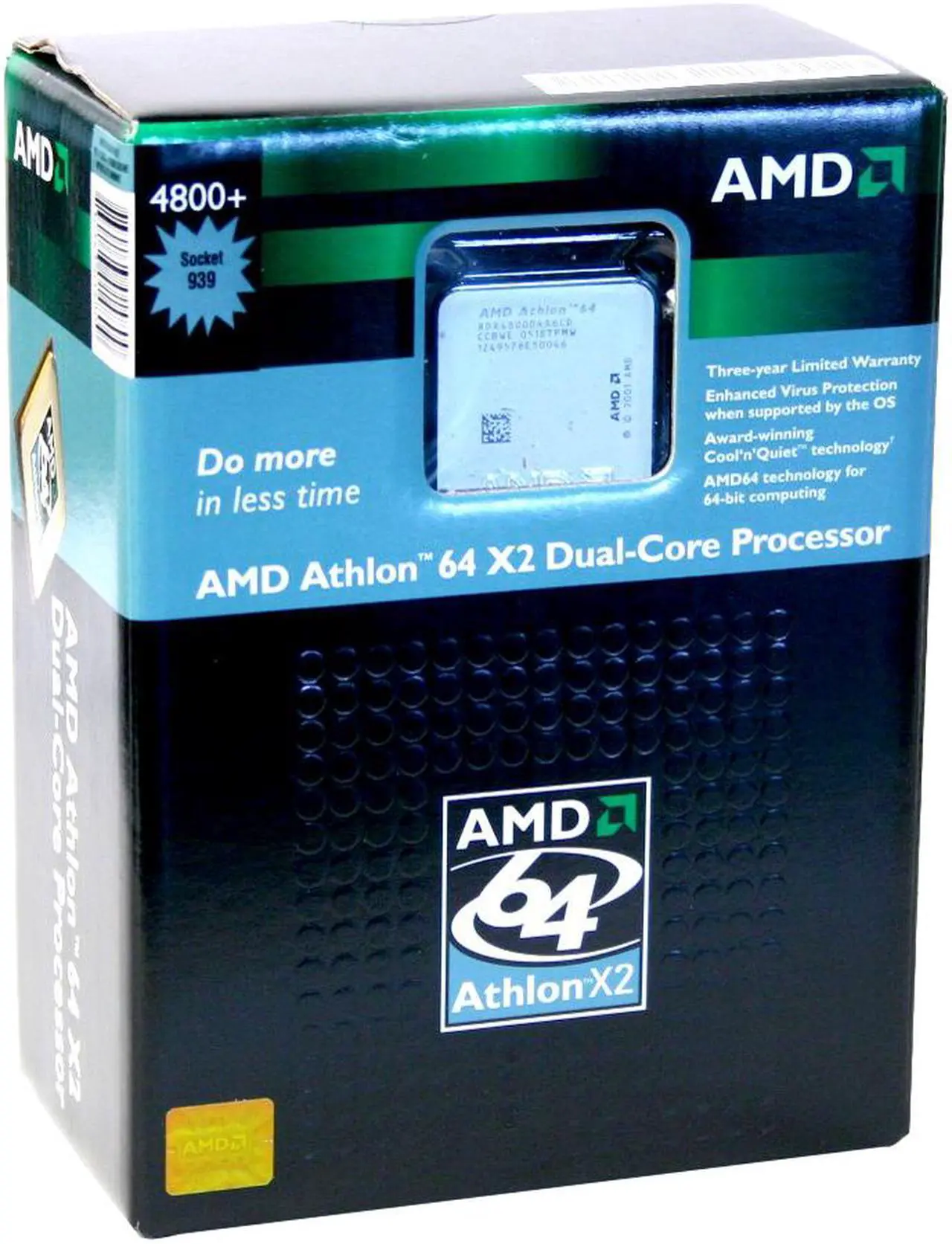 Alt view image 2 of 2 - AMD Athlon 64 X2 4800+ - Athlon 64 X2 Toledo Dual-Core 2.4 GHz Socket 939 Processor - ADA4800CDBOX