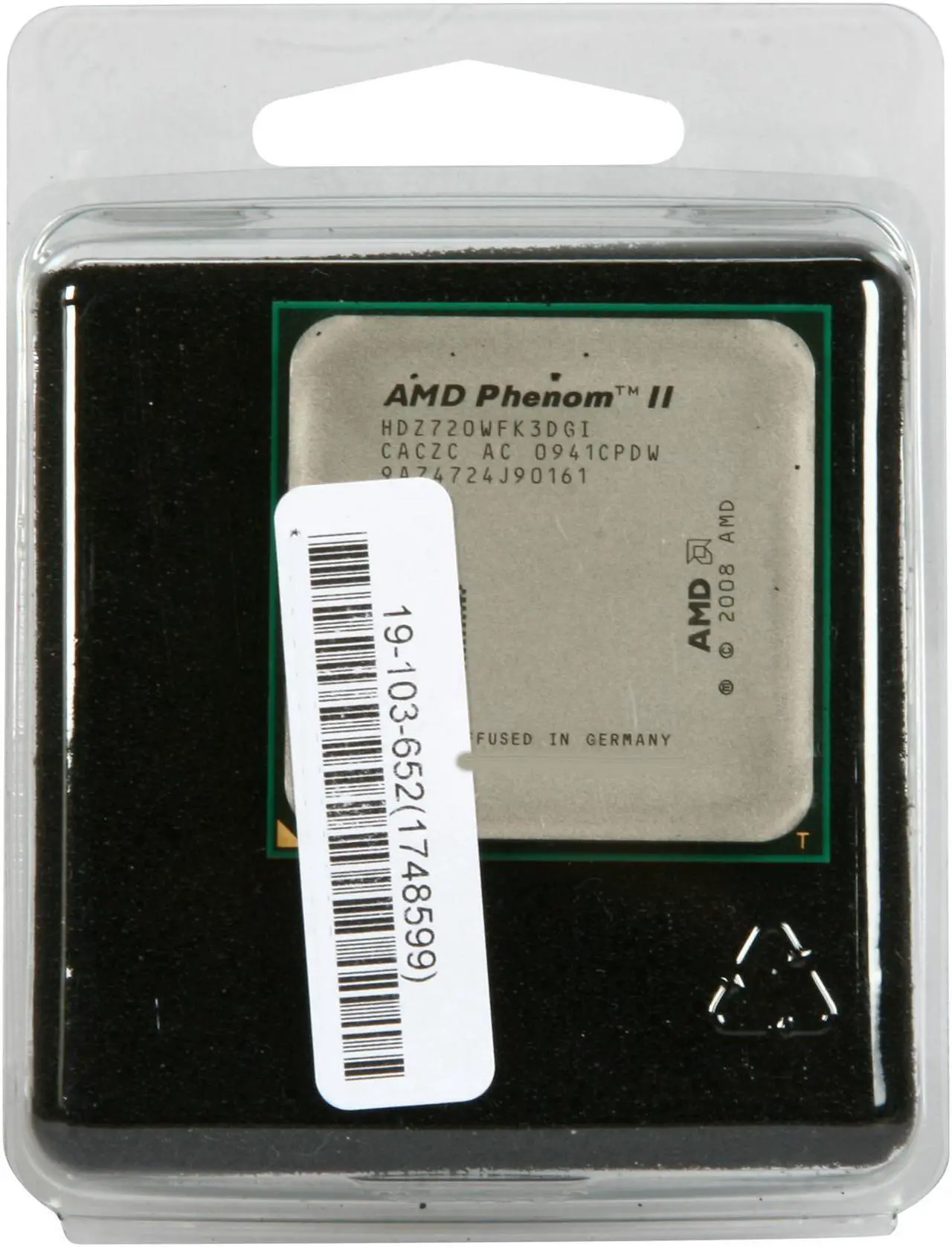 Alt view image 4 of 4 - AMD Phenom II X3 720 Black Edition - Phenom II X3 Heka Triple-Core 2.8 GHz Socket AM3 95W Processor - HDZ720WFK3DGI - OEM