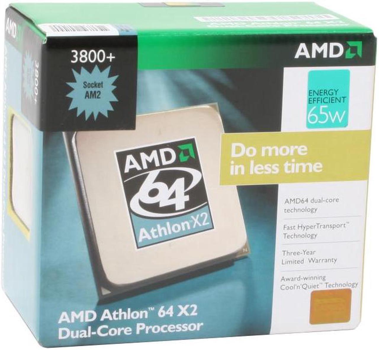 Main image of AMD Athlon 64 X2 3800+ - Athlon 64 X2 Windsor Dual-Core 2.0 GHz Socket AM2 65W Processor - ADO3800CUBOX