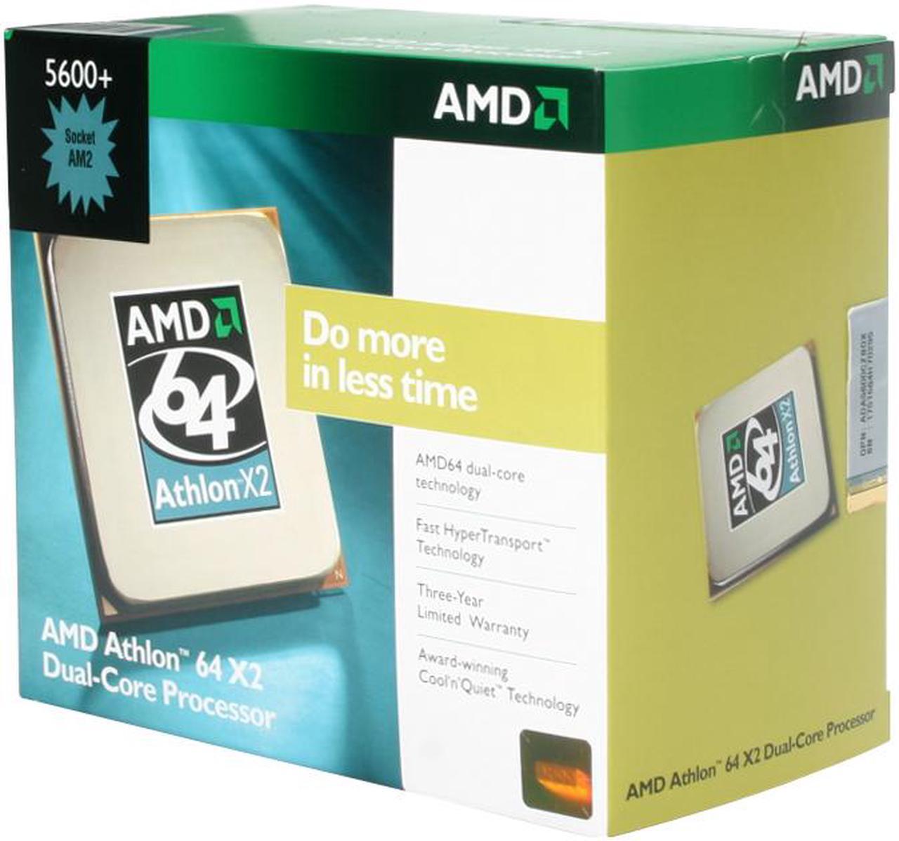 Main image of AMD Athlon 64 X2 5600+ - Athlon 64 X2 Windsor Dual-Core 2.8 GHz Socket AM2 89W Processor - ADA5600CZBOX