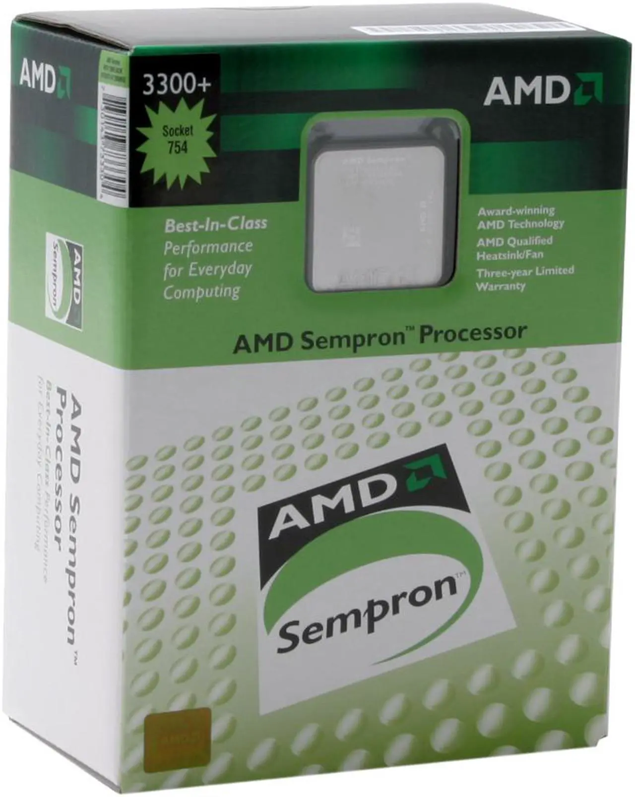 Main image of AMD Sempron 3300+ - Sempron Palermo 2.0 GHz Socket 754 Processor - SDA3300BOBOX