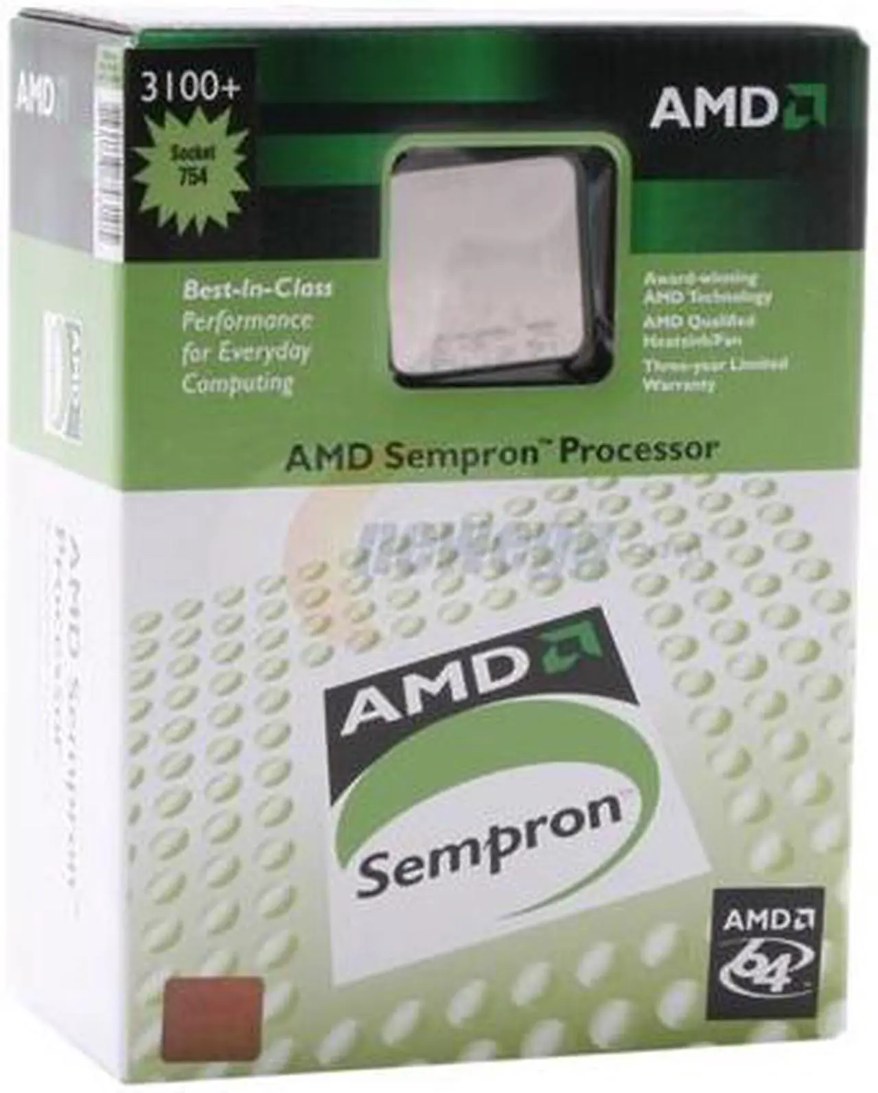 Main image of AMD Sempron 64 3100+ - Sempron 64 Palermo Single-Core 1.8 GHz Socket 754 Processor - SDA3100BXBOX