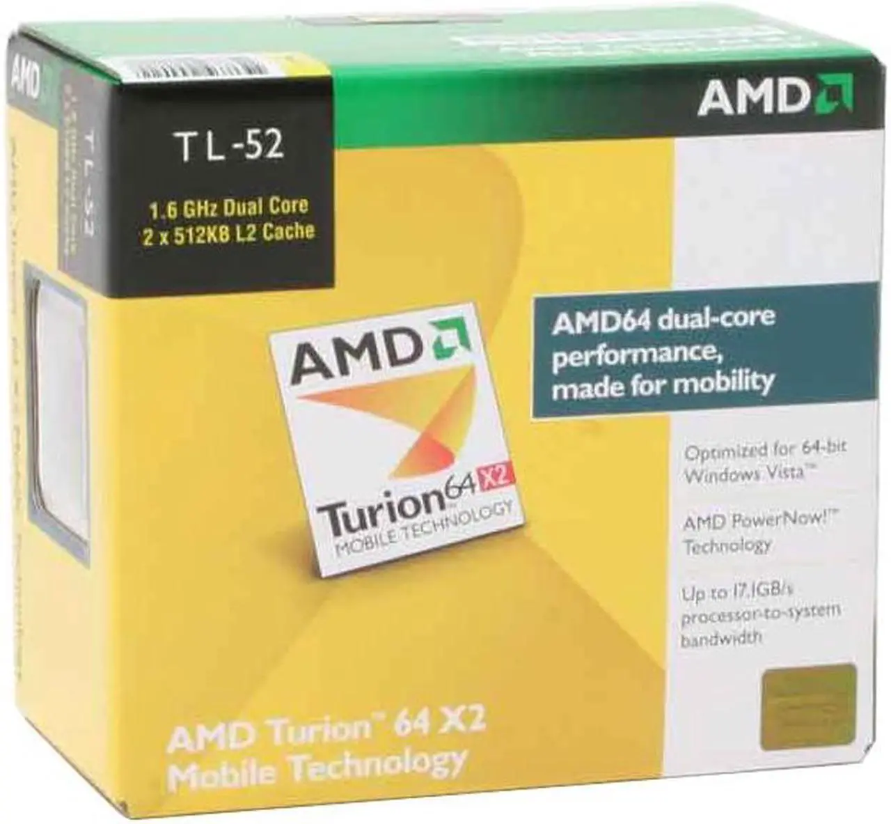 AMD Turion 64 X2 TL-52 1.6 GHz Socket S1 31W TMDTL52CTWOF Processor ...
