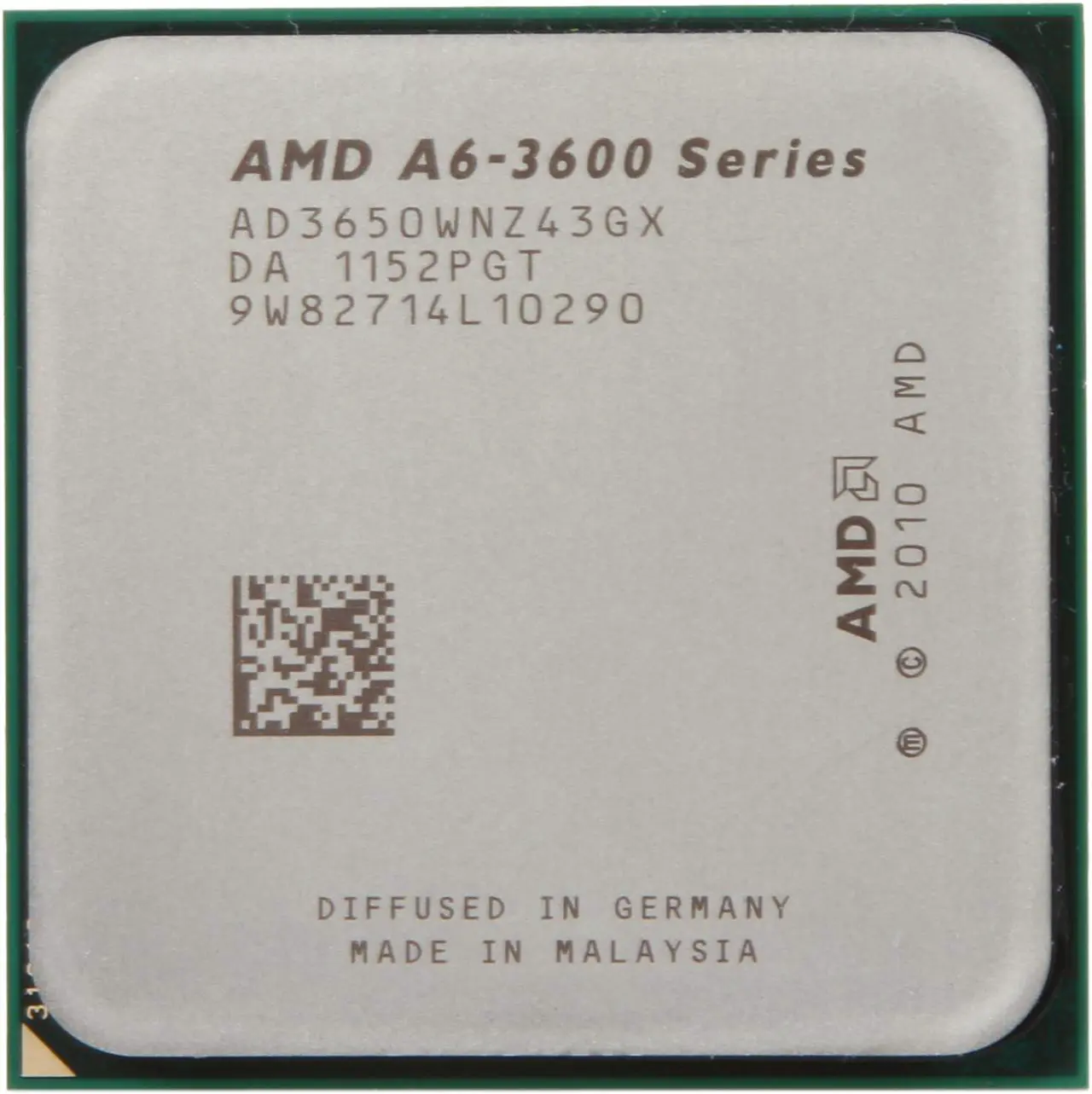 Alt view image 2 of 4 - AMD A6-3650 - A-Series APU (CPU + GPU) Llano Quad-Core 2.6 GHz Socket FM1 100W AMD Radeon HD 6530D Desktop APU (CPU + GPU) with DirectX 11 Graphic - AD3650WNZ43GX
