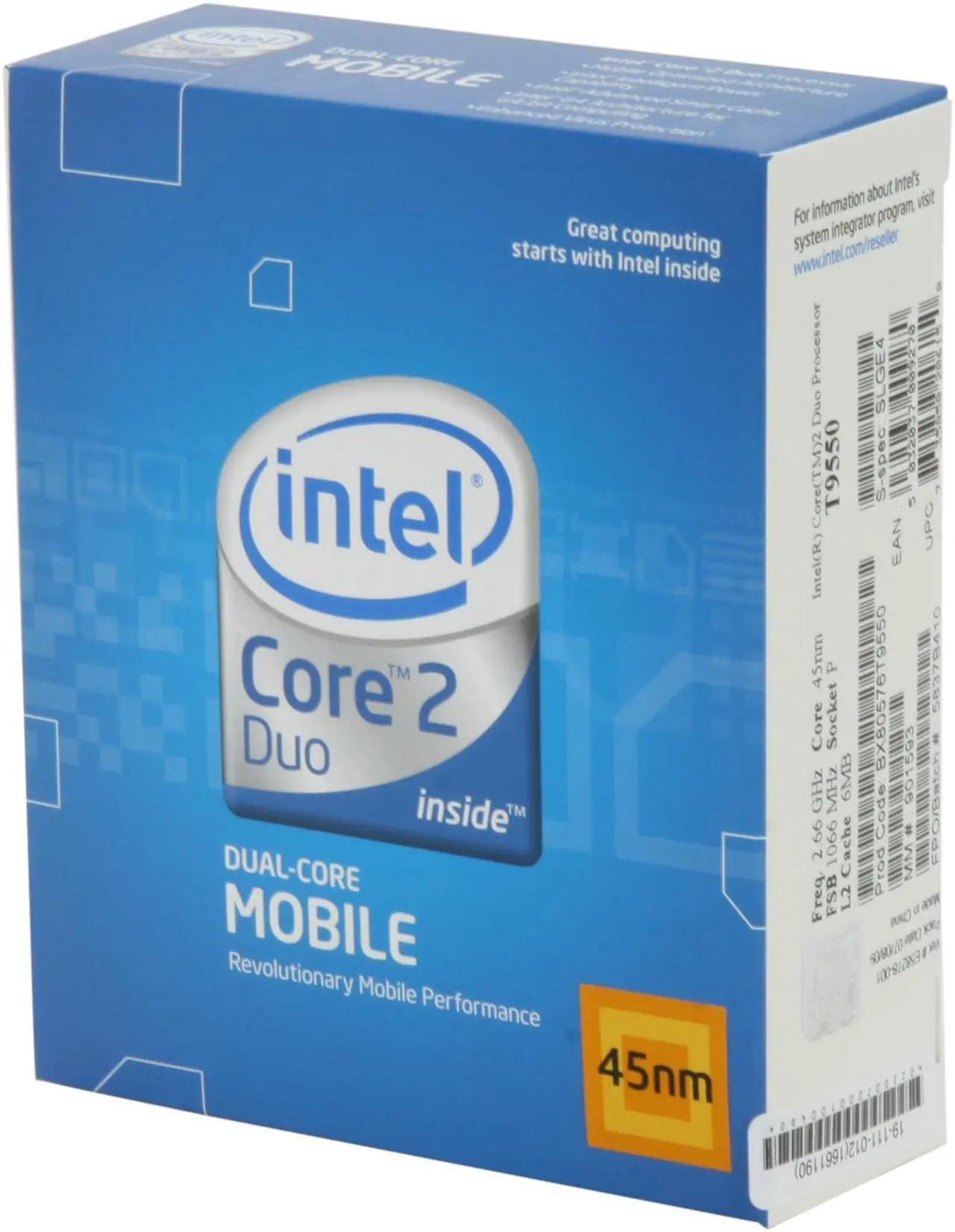 Main image of Intel Core 2 Duo T9550 Penryn 2.66 GHz 6MB L2 Cache Socket P 35W Dual-Core BX80576T9550 Mobile Processor