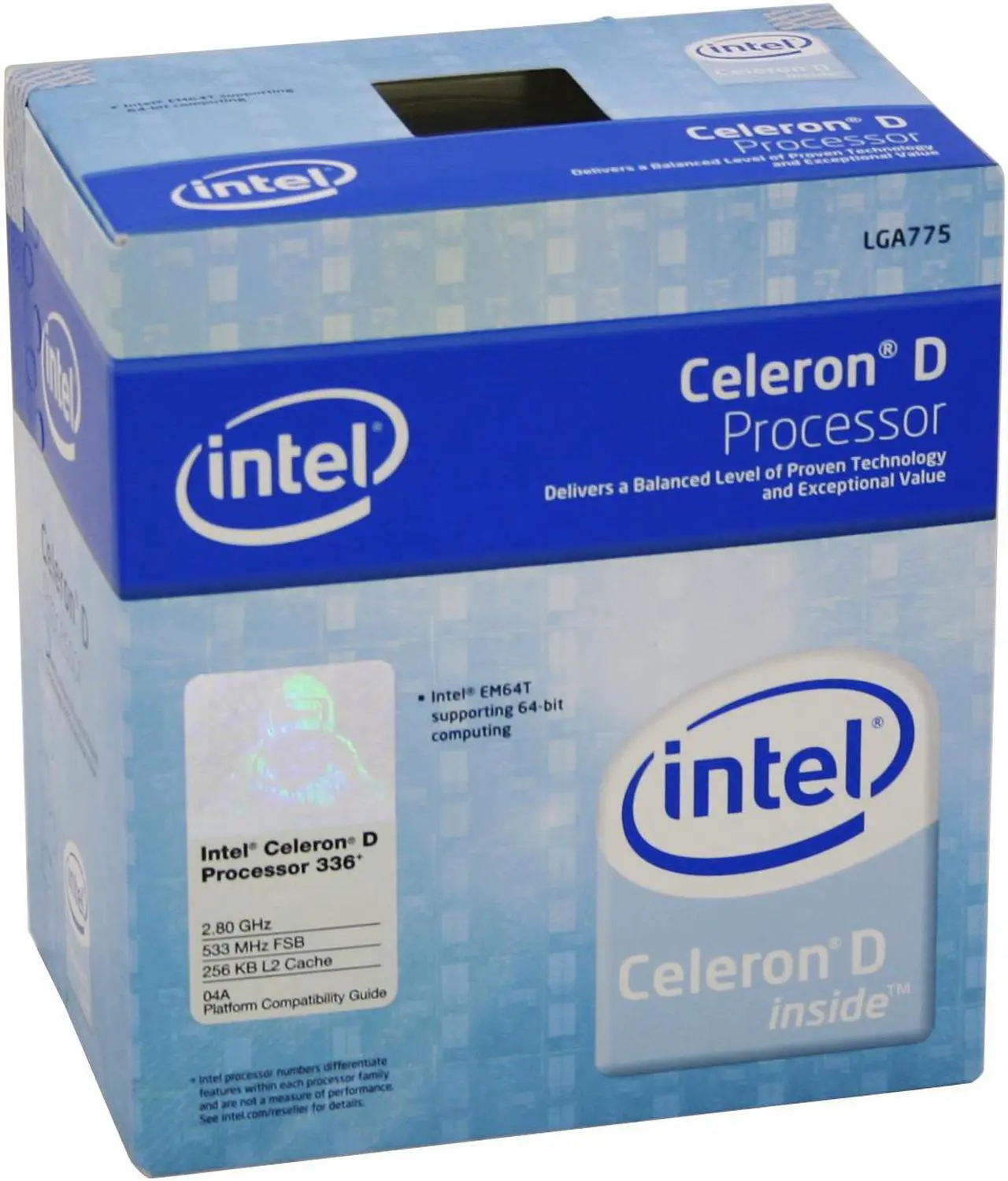 Intel Celeron D 336 - Celeron D Prescott Single-Core 2.8 GHz LGA 775 ...