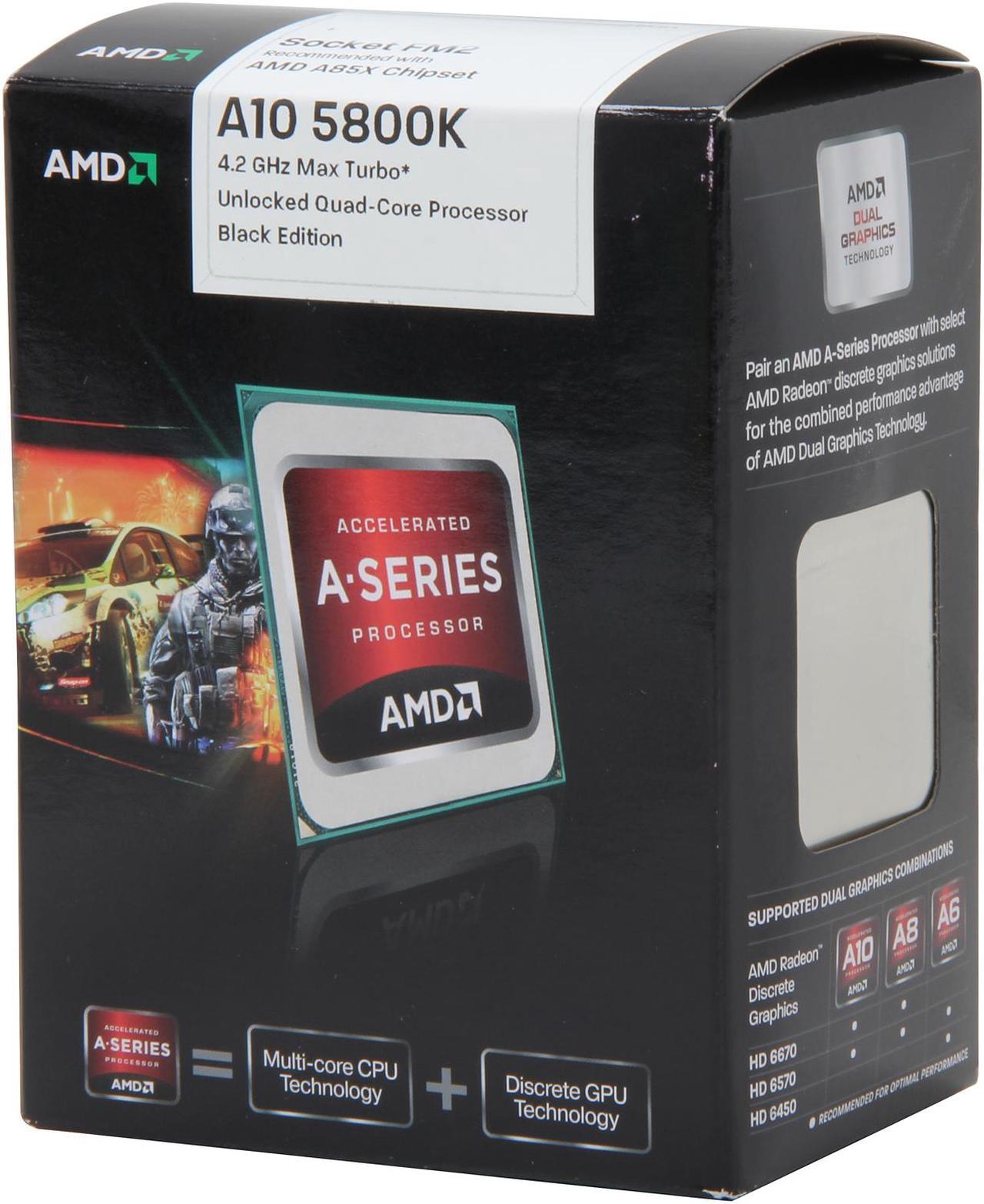 AMD A10-5800K - A-Series APU Trinity Quad-Core 3.8 GHz Socket FM2 100W AMD Radeon HD 7660D Desktop APU (CPU + GPU) with DirectX 11 Graphic - AD580KWOHJBOX