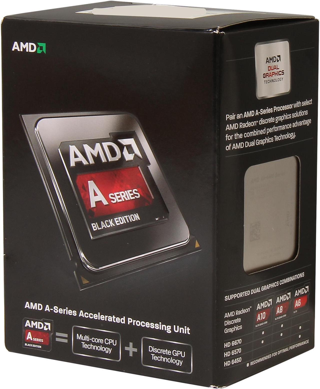 Main image of AMD A6-6400K - A6 Series Richland Dual-Core 3.9 GHz Socket FM2 65W AMD Radeon HD Desktop Processor - Black Edition - AD640KOKHLBOX