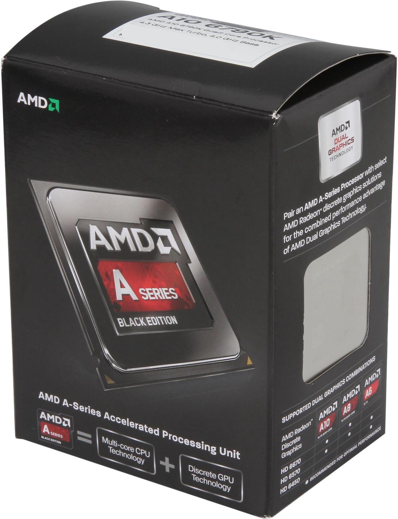 Main image of AMD A10-6790K Richland 4.0 GHz (4.3GHz Turbo) Socket FM2 100W Quad-Core Desktop Processor – Black Edition AMD Radeon HD 8670D