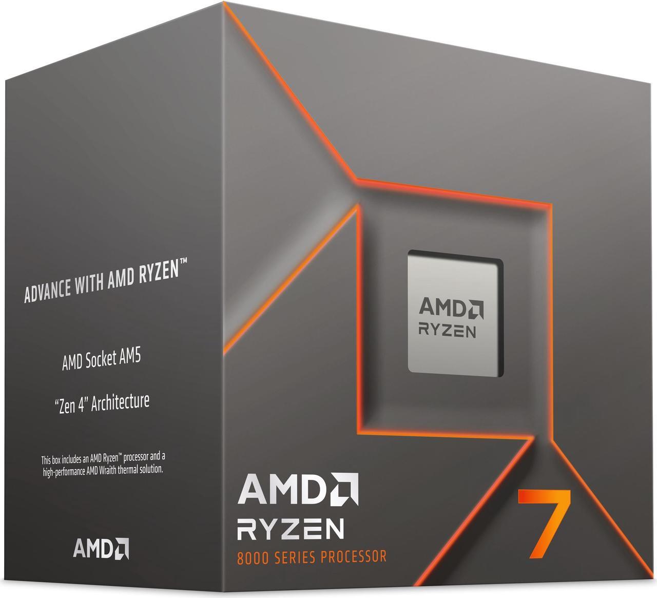 AMD Ryzen 7 8700F (4.1 Ghz) - Ryzen 7 8000 Series 8-Core/ 16-Threads, Socket AM5, 65W Processor - 100-100001590BOX