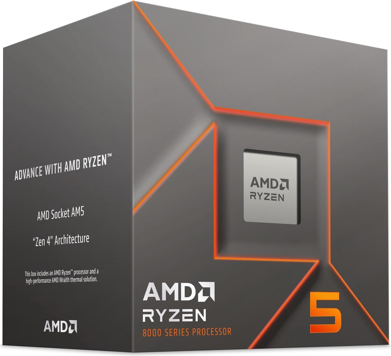 AMD Ryzen 5 8400F (4.2 GHz) - Ryzen 5 8000 Series 6-Core/ 12-Threads,  Socket AM5, 65W Processor - 100-100001591BOX