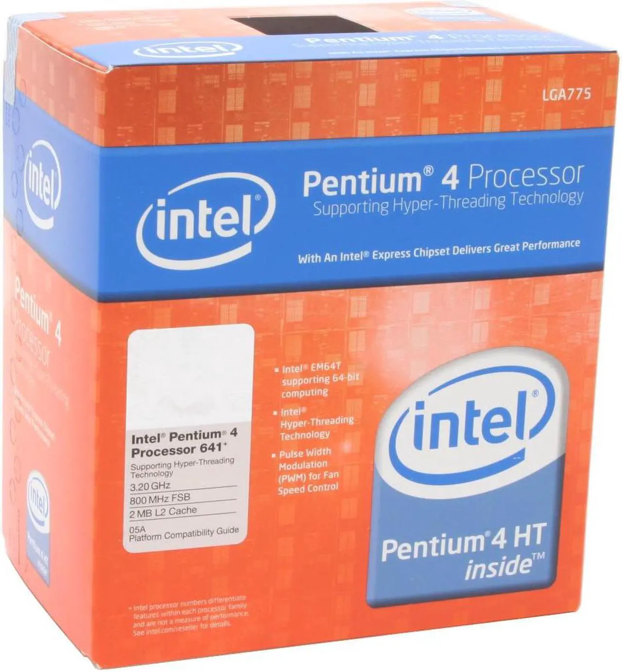 Main image of Intel Pentium 4 641 - Pentium 4 Cedar Mill Single-Core 3.2 GHz LGA 775 Processor - BX80552641