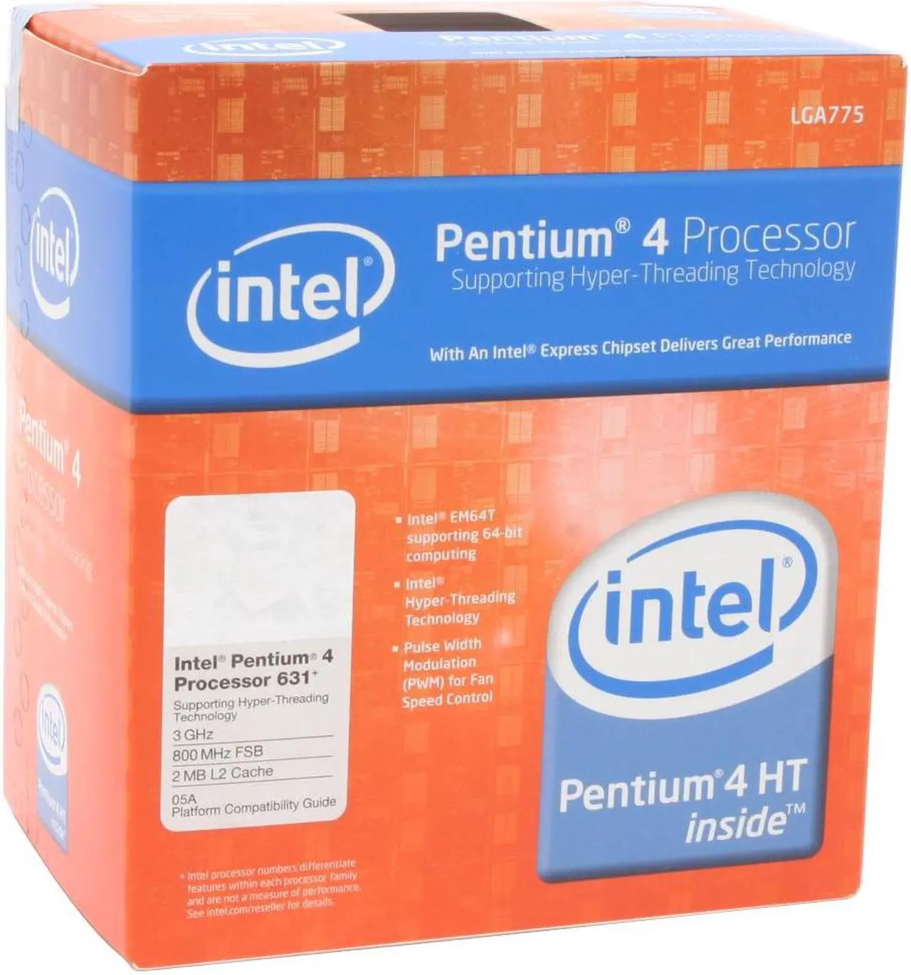 Main image of Intel Pentium 4 631 - Pentium 4 Cedar Mill Single-Core 3.0 GHz LGA 775 86 (775_VR_CONFIG_05A) 65 (775_VR_CONFIG_06) Processor - BX80552631