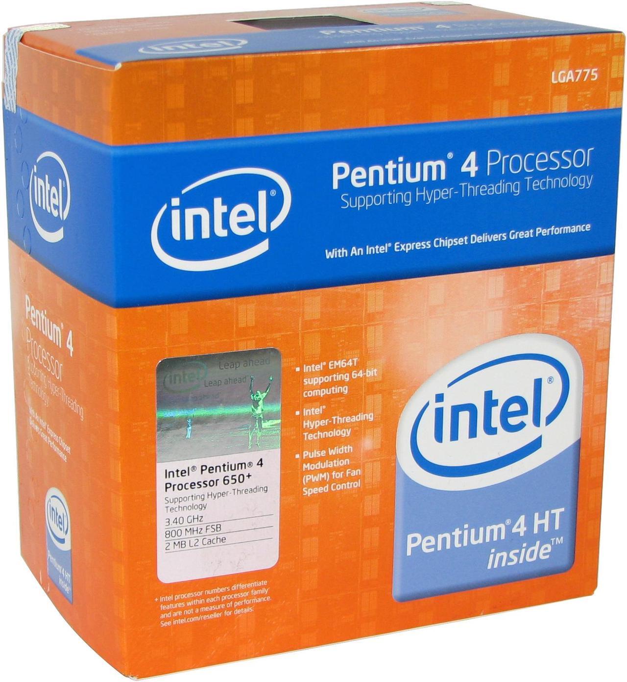 Main image of Intel Pentium 4 650 - Pentium 4 Prescott Single-Core 3.4 GHz LGA 775 84W Processor - BX80547PG3400F