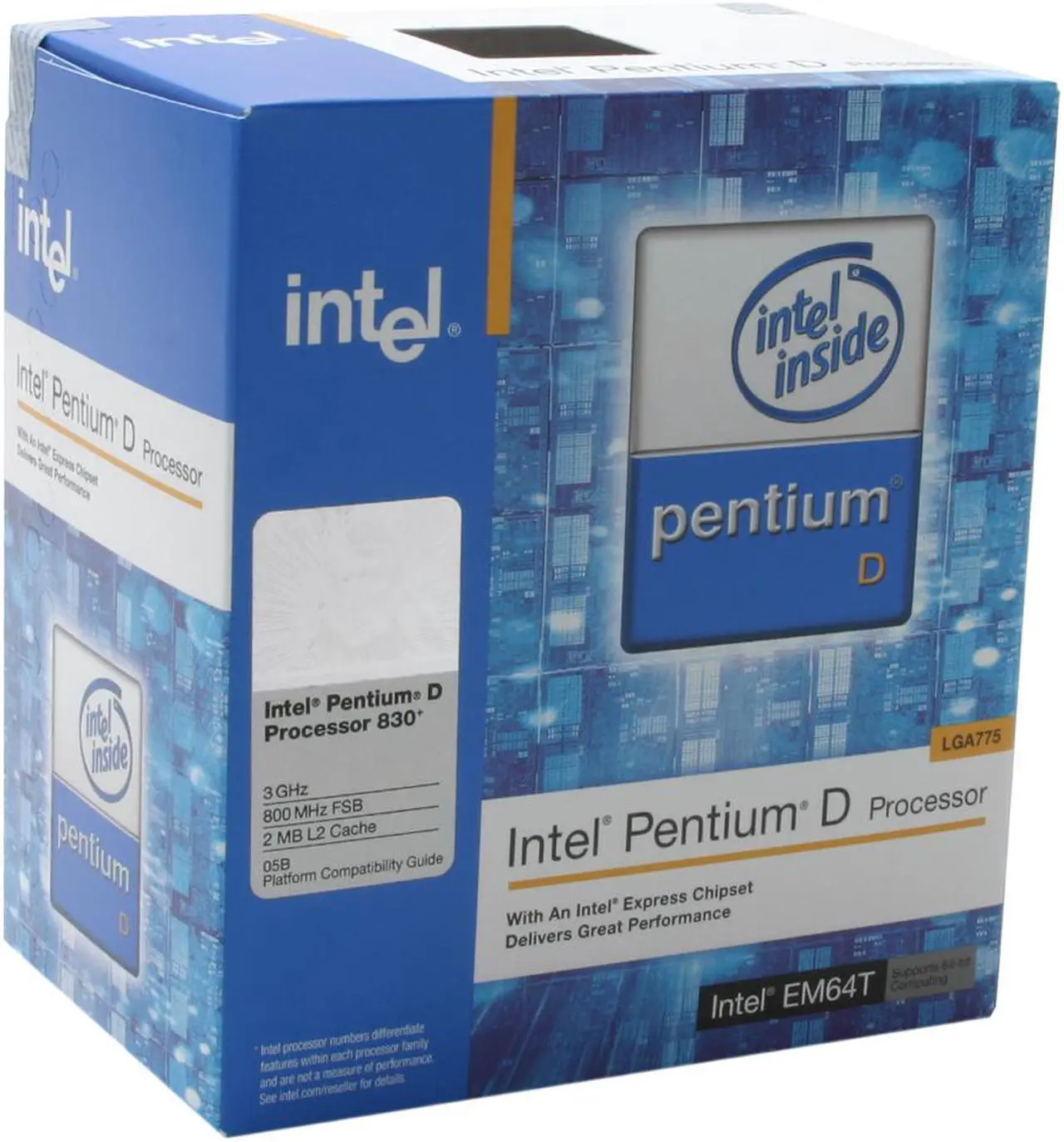 Main image of Intel Pentium D 830 - Pentium D Smithfield Dual-Core 3.0 GHz LGA 775 130W Processor - BX80551PG3000FN