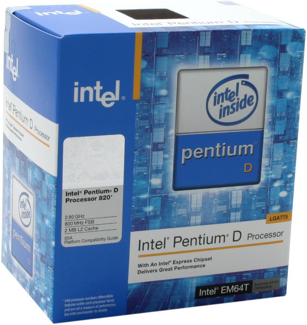 Main image of Intel Pentium D 820 - Pentium D Smithfield Dual-Core 2.8 GHz LGA 775 95W Processor - BX80551PG2800FN