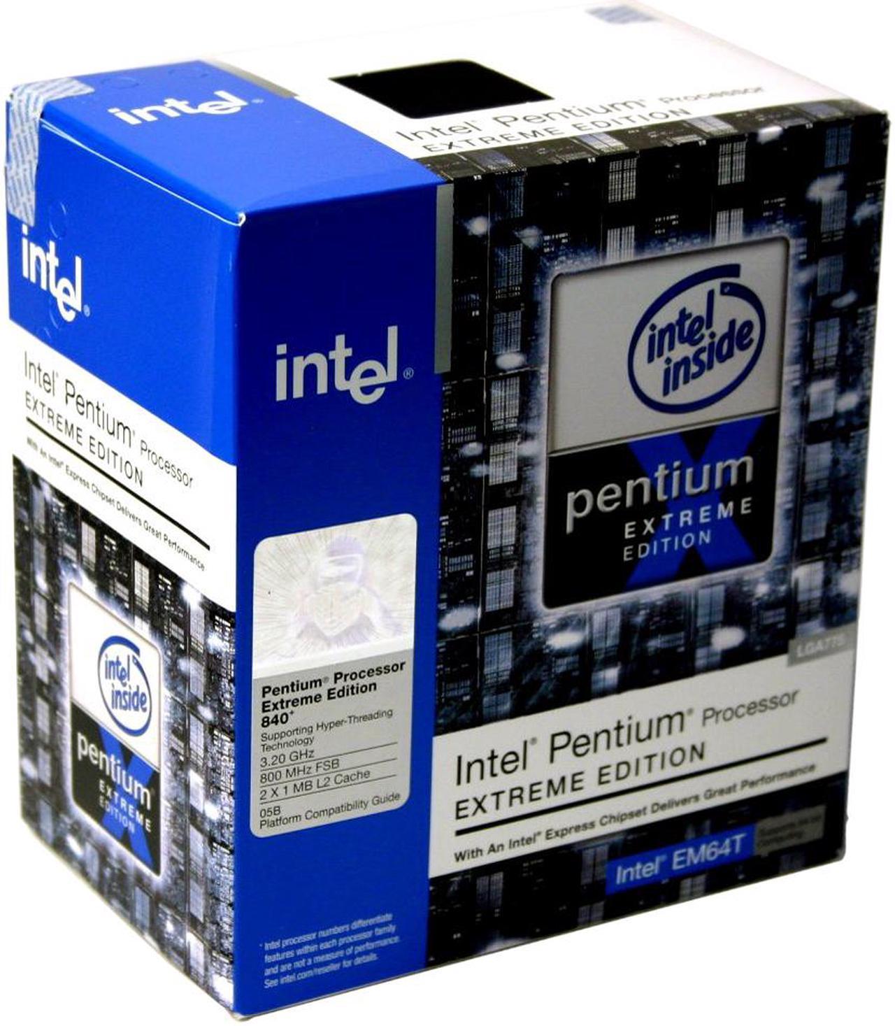 Intel Pentium Extreme Edition 840 - Pentium Extreme Edition Smithfield Dual-Core 3.2 GHz LGA 775 Dual Core, EM64T Processor - BX80551PGH3200F