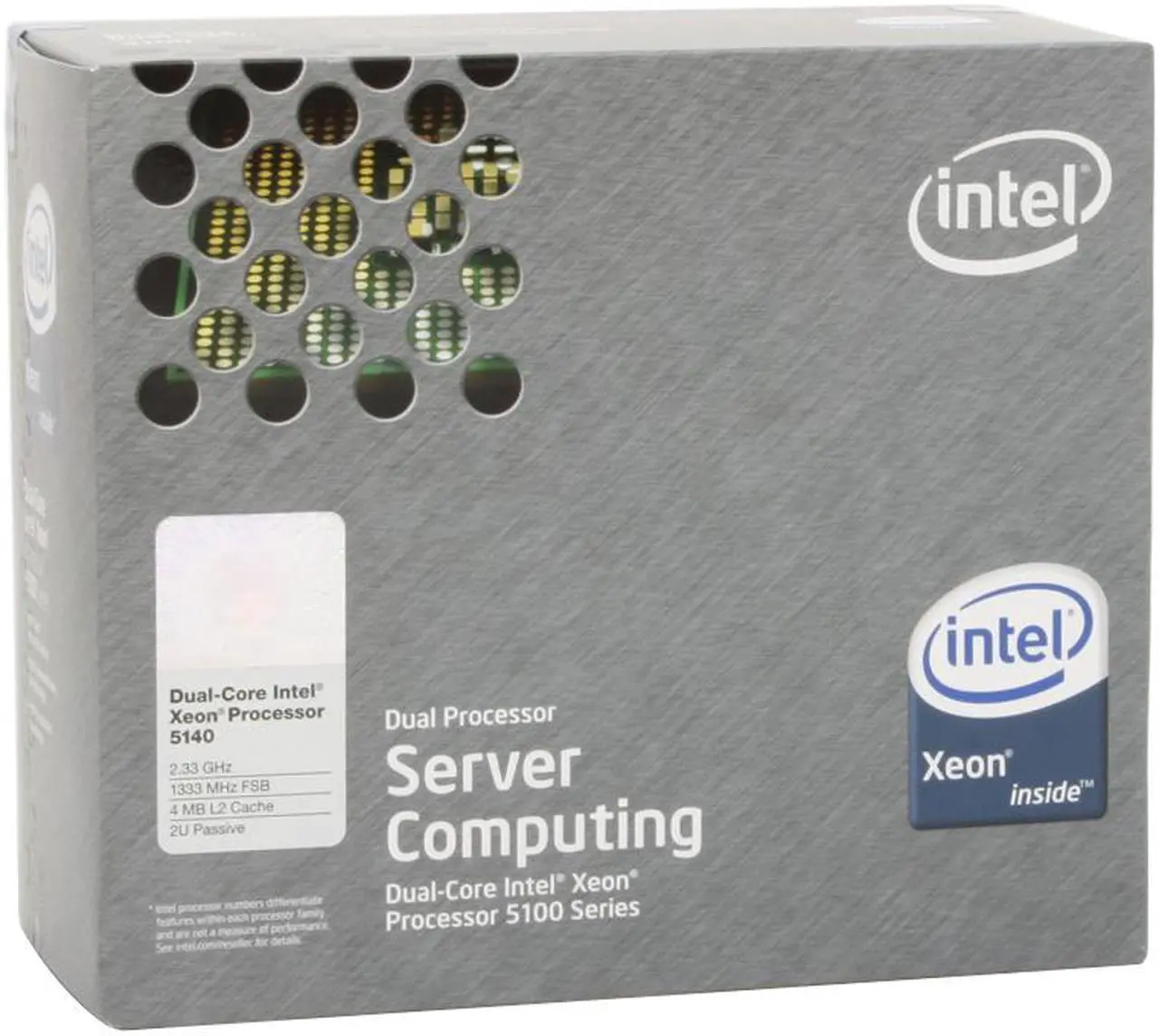 Main image of Intel Xeon 5140 Woodcrest 2.33GHz 4MB L2 Cache LGA 771 65W Dual-Core 2U Passive Processor