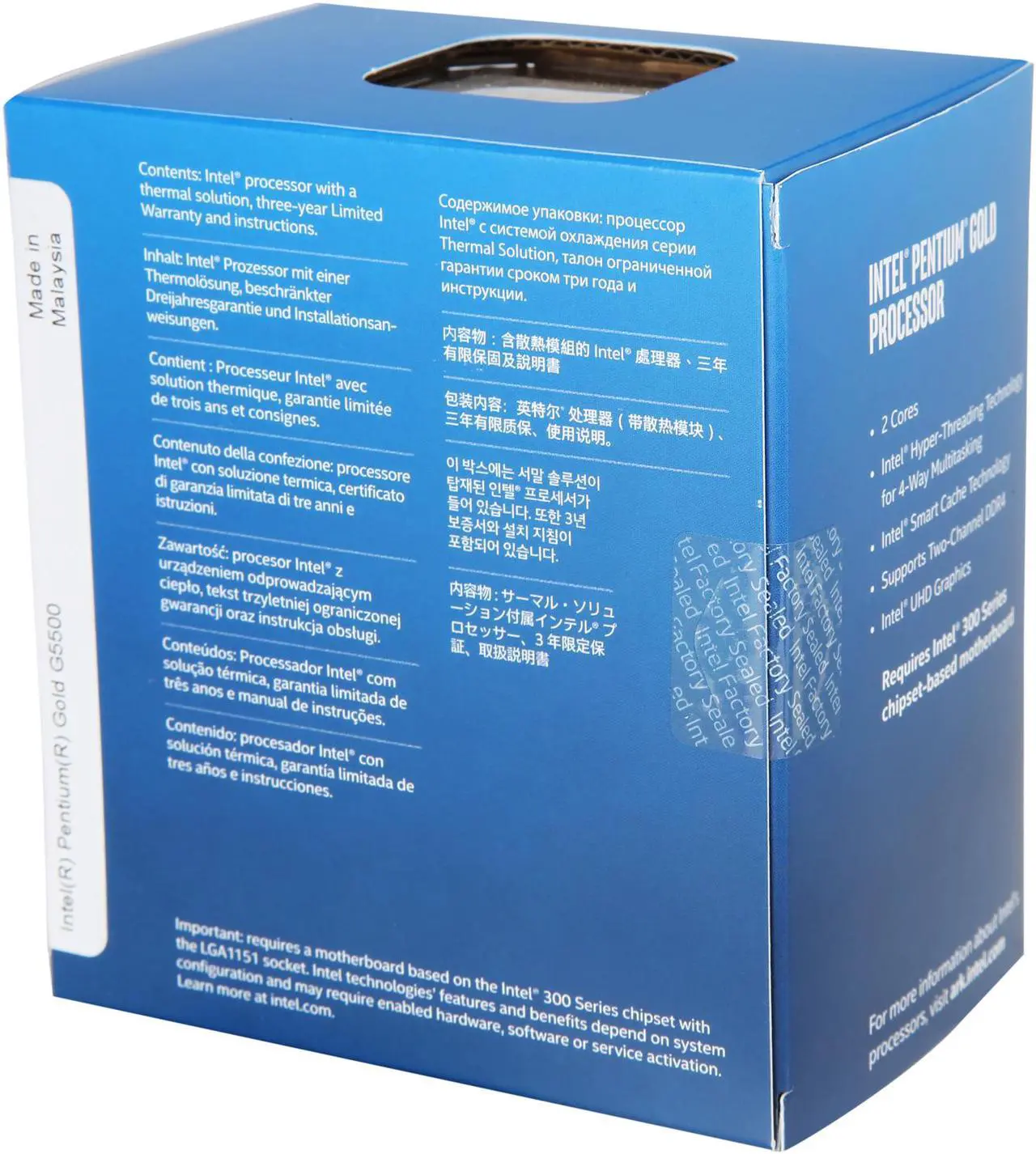 Alt view image 3 of 3 - Intel Pentium Gold G5500 Coffee Lake Dual-Core 3.8 GHz LGA 1151 (300 Series) 54W BX80684G5500 Desktop Processor Intel UHD Graphics 630