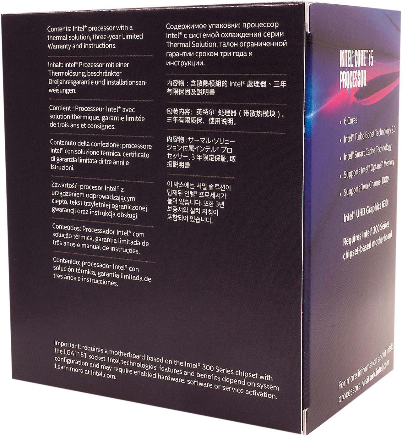 Alt view image 3 of 3 - Intel Core i5 8th Gen - Core i5-8600 Coffee Lake 6-Core 3.1 GHz (4.3 GHz Turbo) LGA 1151 (300 Series) 65W BX80684I58600 Desktop Processor Intel UHD Graphics 630
