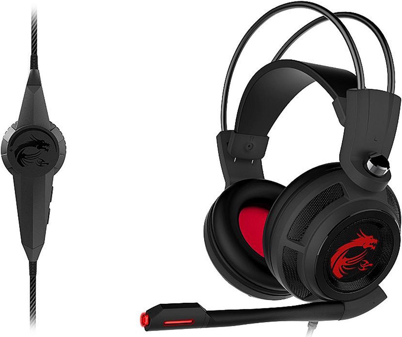 MSI Gaming Headset with Microphone, Enhanced Virtual 7.1 Surround Sound and Intelligent Vibration System (DS502)