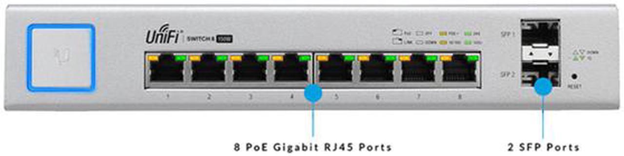 Alt view image 3 of 5 - Ubiquiti US-8-150W-US Managed PoE+ Gigabit Switch with SFP