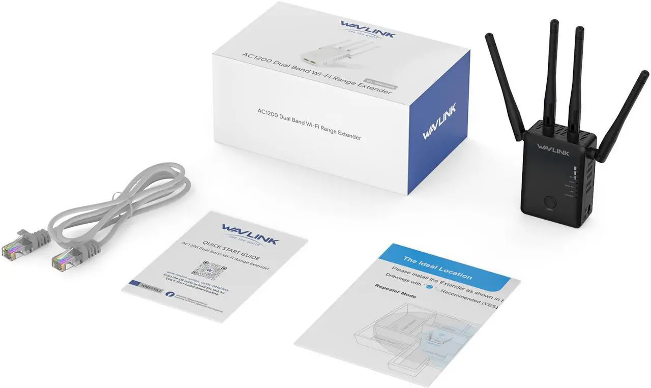 Alt view image 8 of 7 - Wavlink AC1200 WiFi Extender Dual Band WiFi Range Extende, wifi Repeater / Access Point / Router / Media Bridge with 4 High Gain External Antenna 1200Mbps, 802.11AC, WPS Easy Set Up, Wall Plug