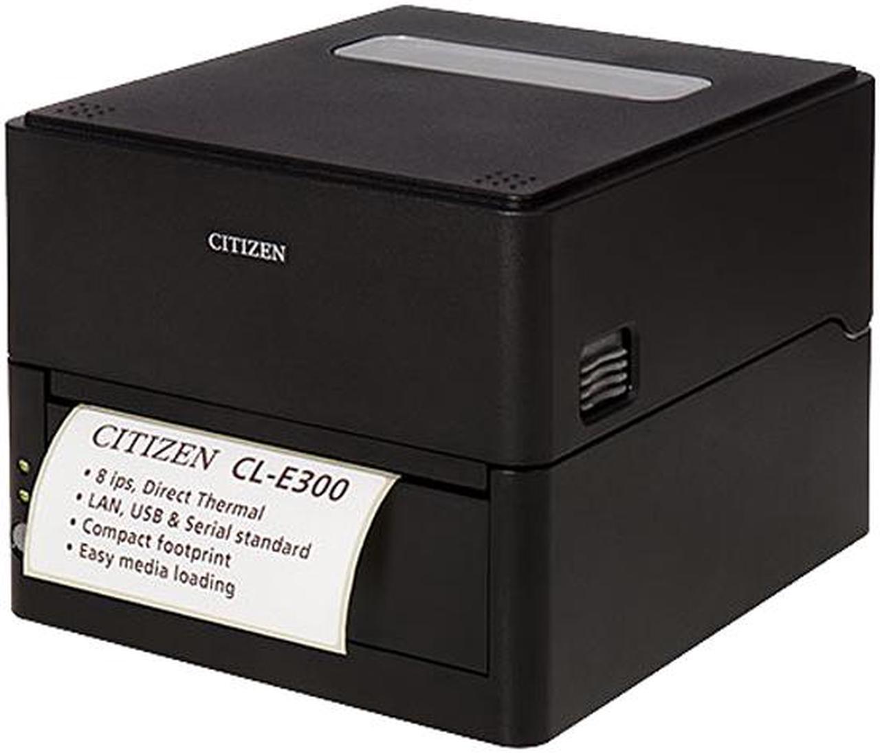 Citizen CL-E300XUBNNA CL-E300 Series Compact LAN-as-standard Direct Thermal Barcode and Label Printer – USB/LAN/Serial – Black