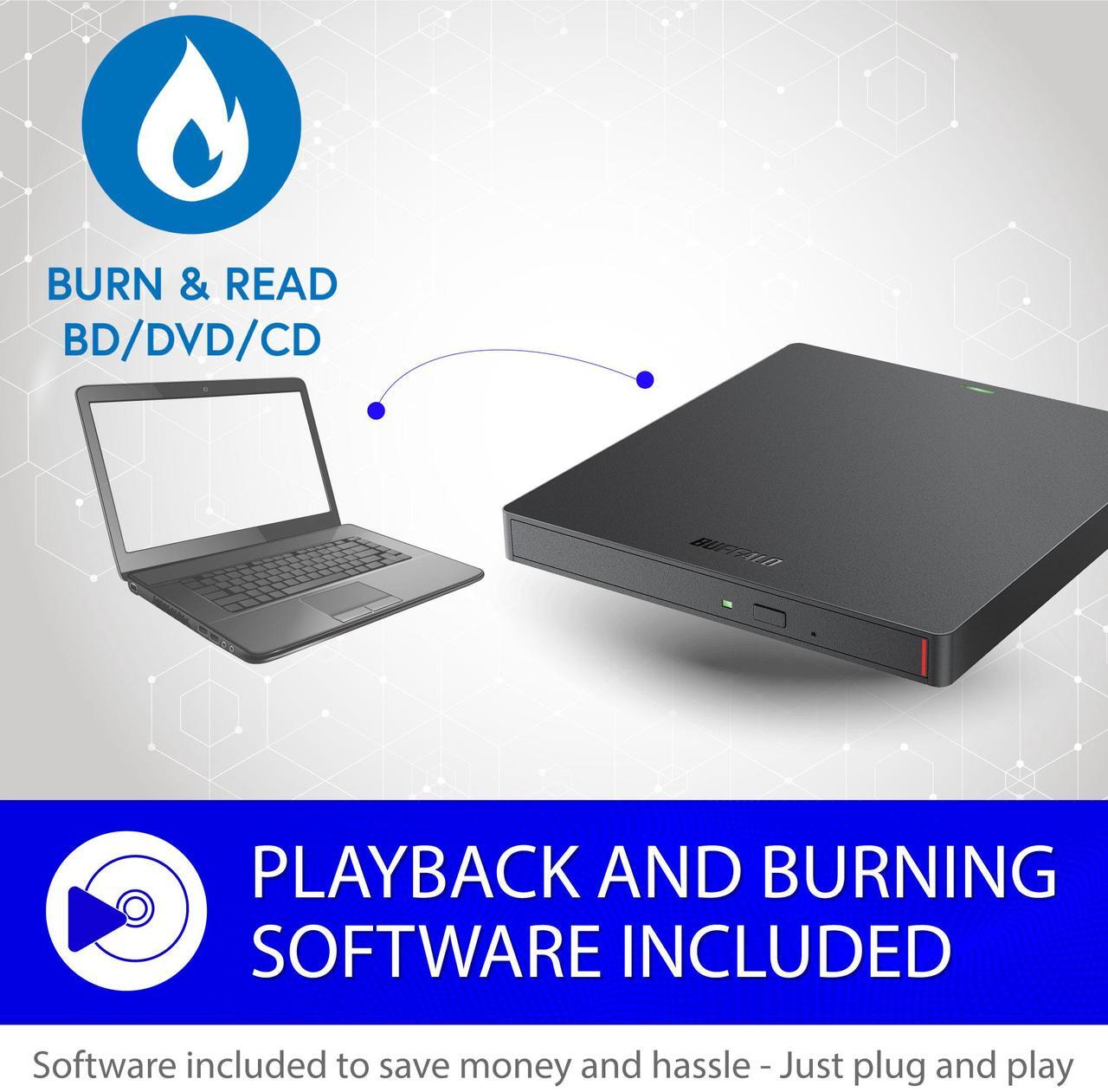 Alt view image 5 of 11 - Buffalo MediaStation BRXL-PUS6U3B-TAA Portable Blu-ray Writer BRXLPUS6U3BTAA