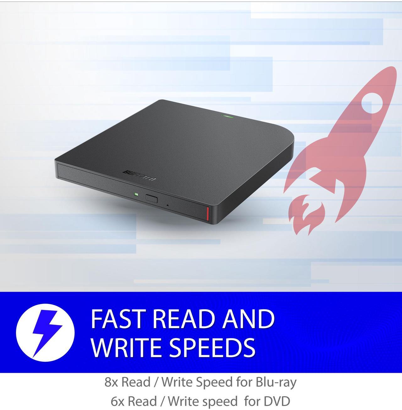 Alt view image 6 of 11 - Buffalo MediaStation BRXL-PUS6U3B-TAA Portable Blu-ray Writer BRXLPUS6U3BTAA