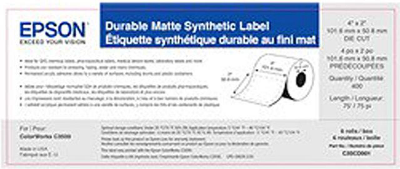 EPSON MEDIA FOR C3500 4X3 DIE CUT MATTE SYNTH LBL  PK OF 6 285 LABLESROLL SOLD BY CASE