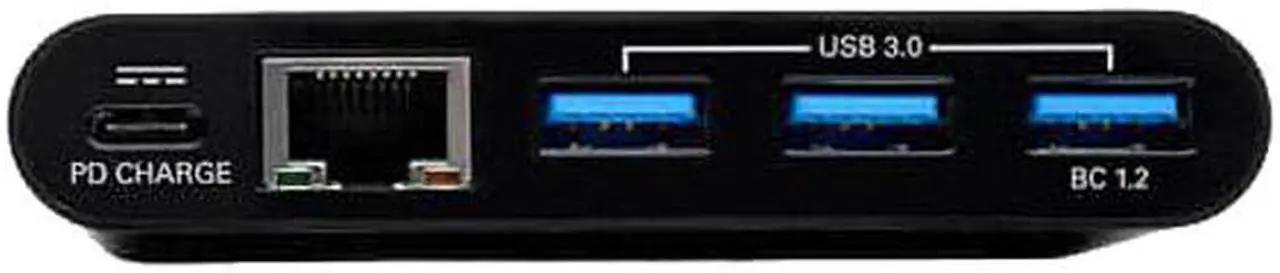 Alt view image 2 of 3 - Tripp Lite USB-C to Ethernet Adapter with 3x USB-A, Gigabit, Thunderbolt 3—PD Charging, Black (U460-003-3AGB-C)