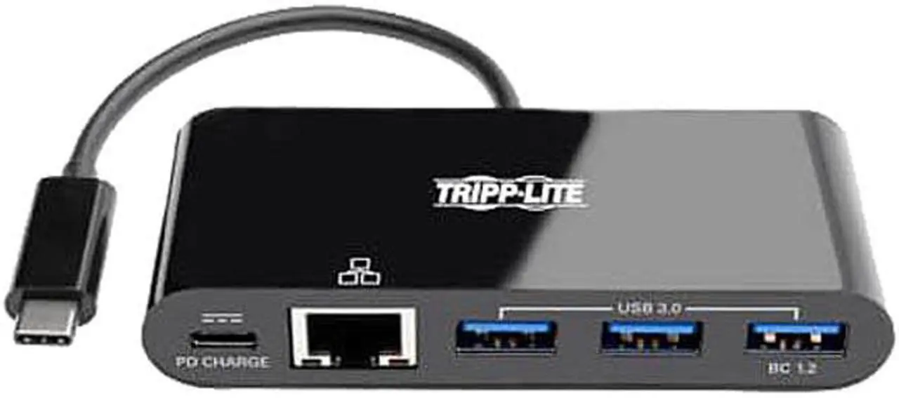 Main image of Tripp Lite USB-C to Ethernet Adapter with 3x USB-A, Gigabit, Thunderbolt 3—PD Charging, Black (U460-003-3AGB-C)