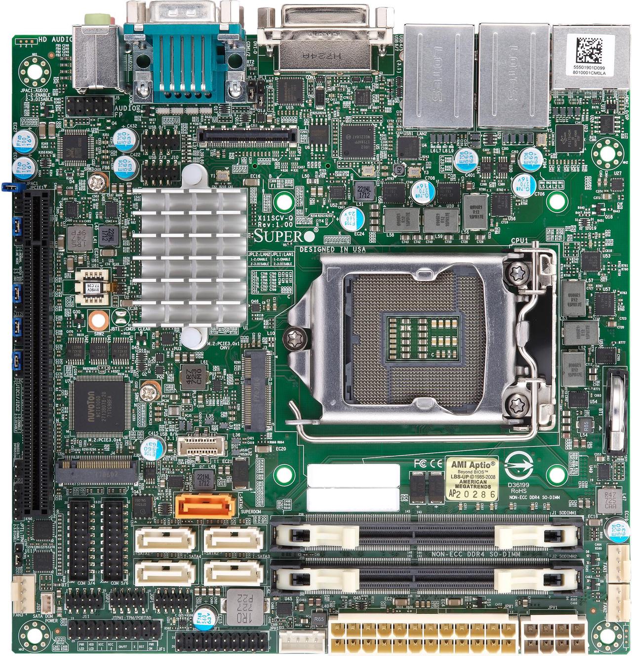 Main image of Supermicro MB MBD-X11SCV-Q-O Ci7 i5 i3 Q370 LGA1151 32GB DDR4 PCIE Mini-ITX