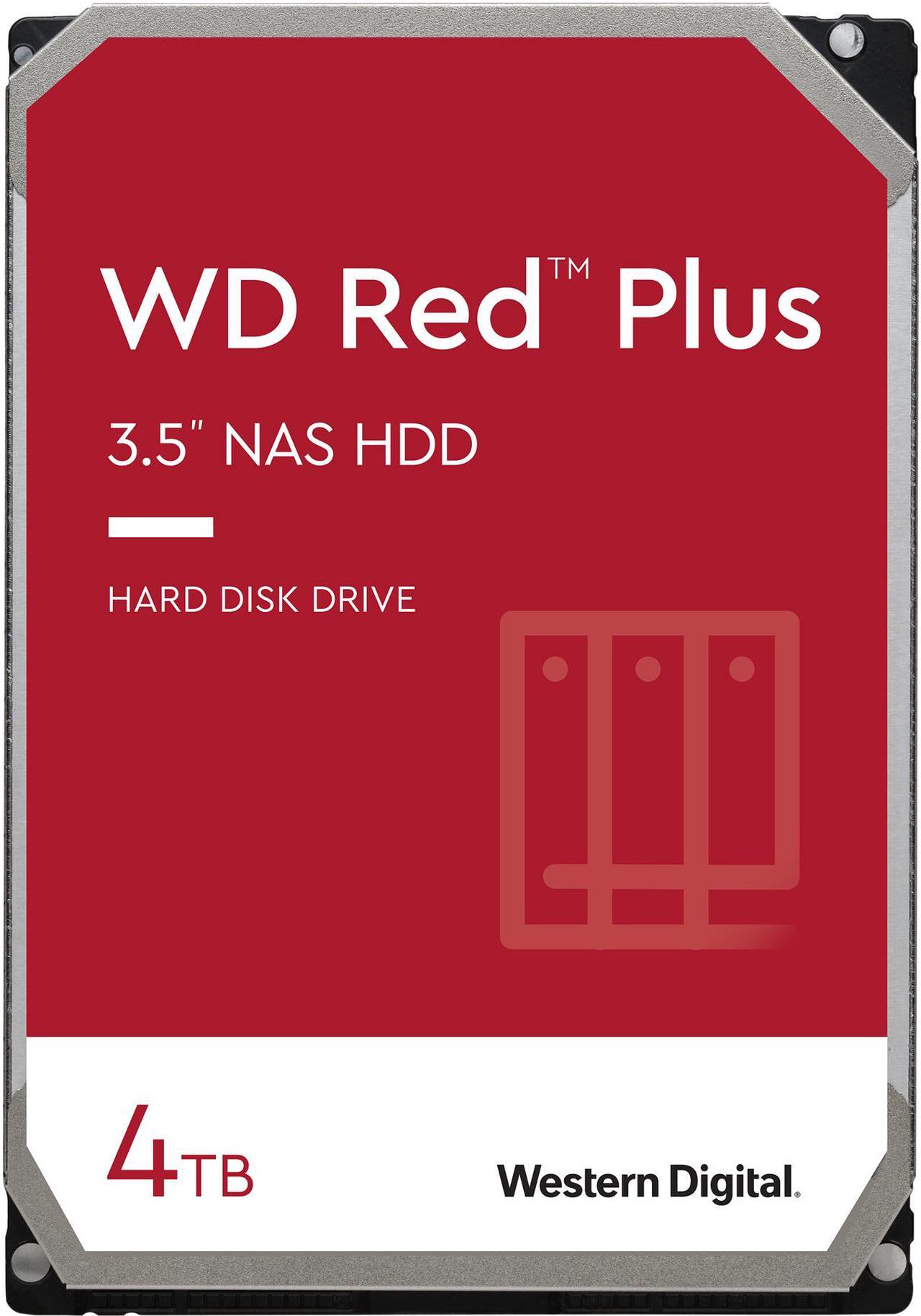 WD Red Plus 4TB NAS Hard Disk Drive - 5400 RPM Class SATA 6Gb/s, CMR, 128MB Cache, 3.5 Inch - WD40EFZX