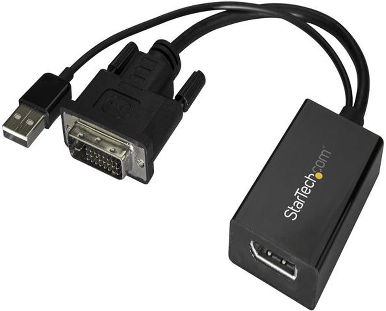 StarTech DVI2DP2 DVI to DisplayPort Adapter - with USB Power - 1920 x 1200 - DVI to DisplayPort Converter - Video Adapter - DVI-D to DP