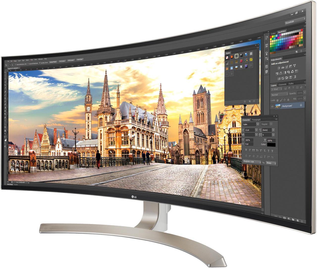 LG 38UC99-W 38" Class 21:9 3840 x 1600 UltraWide IPS Curved Monitor, FreeSync, 1ms Motion Blur Reduction, Built-in Speakers