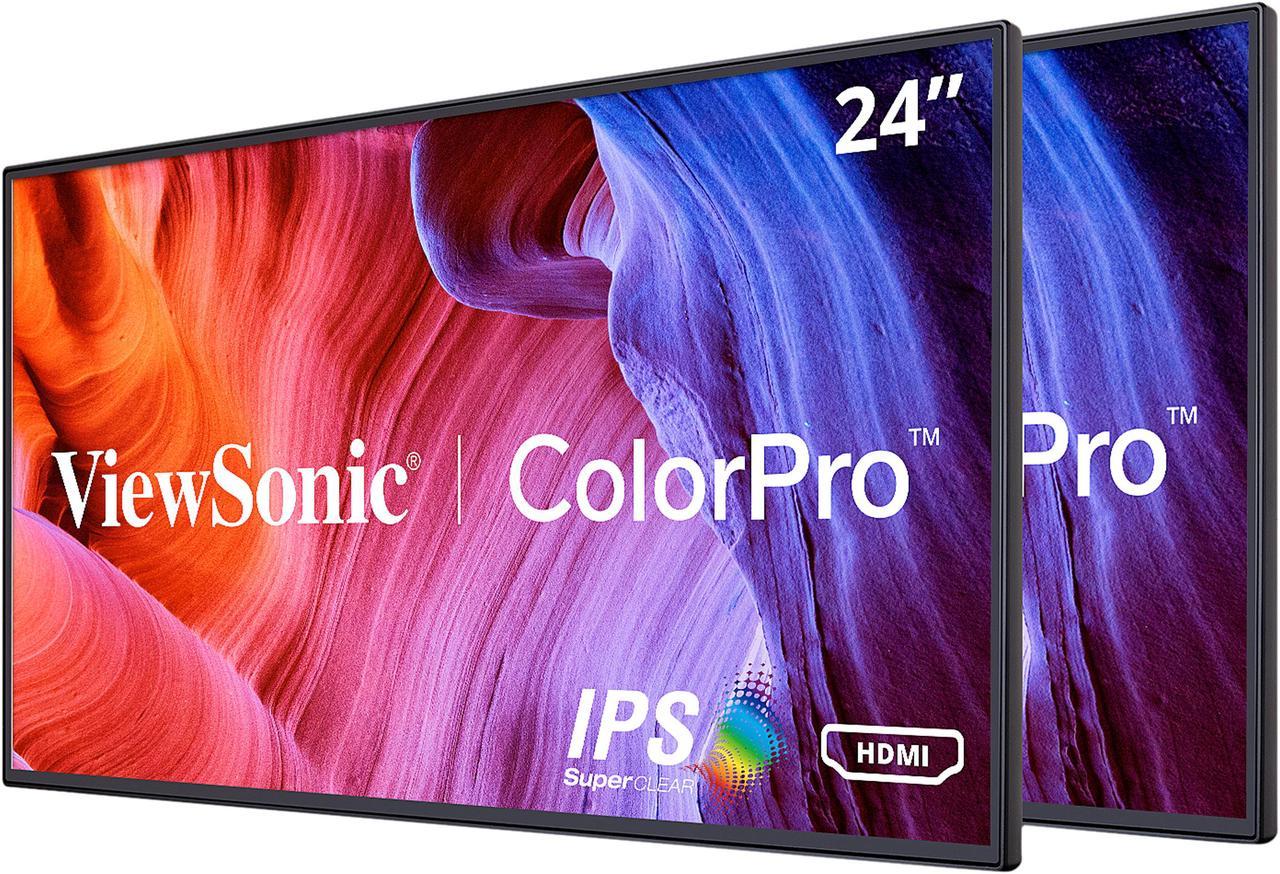 ViewSonic VP2468_H2 24-Inch Premium Dual Pack Head-Only IPS 1080p Monitors with ColorPro 100% sRGB Rec 709, 14-bit 3D LUT, Eye Care, HDMI, USB, DP Daisy Chain, VESA