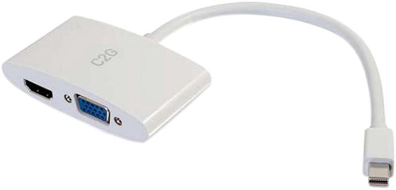 C2G 8in Mini DisplayPort to 4K HDMI or VGA Adapter - White