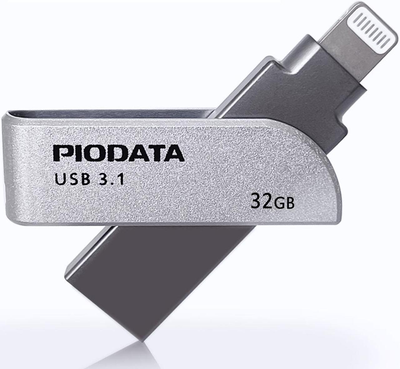 Main image of PioData iXflash 32GB iPhone iPad Flash Drive USB Type A and Apple MFi Certified Lightning Connector, External Storage Memory Stick, iPhone USB Flash Drive for Photos, Videos, & Backup