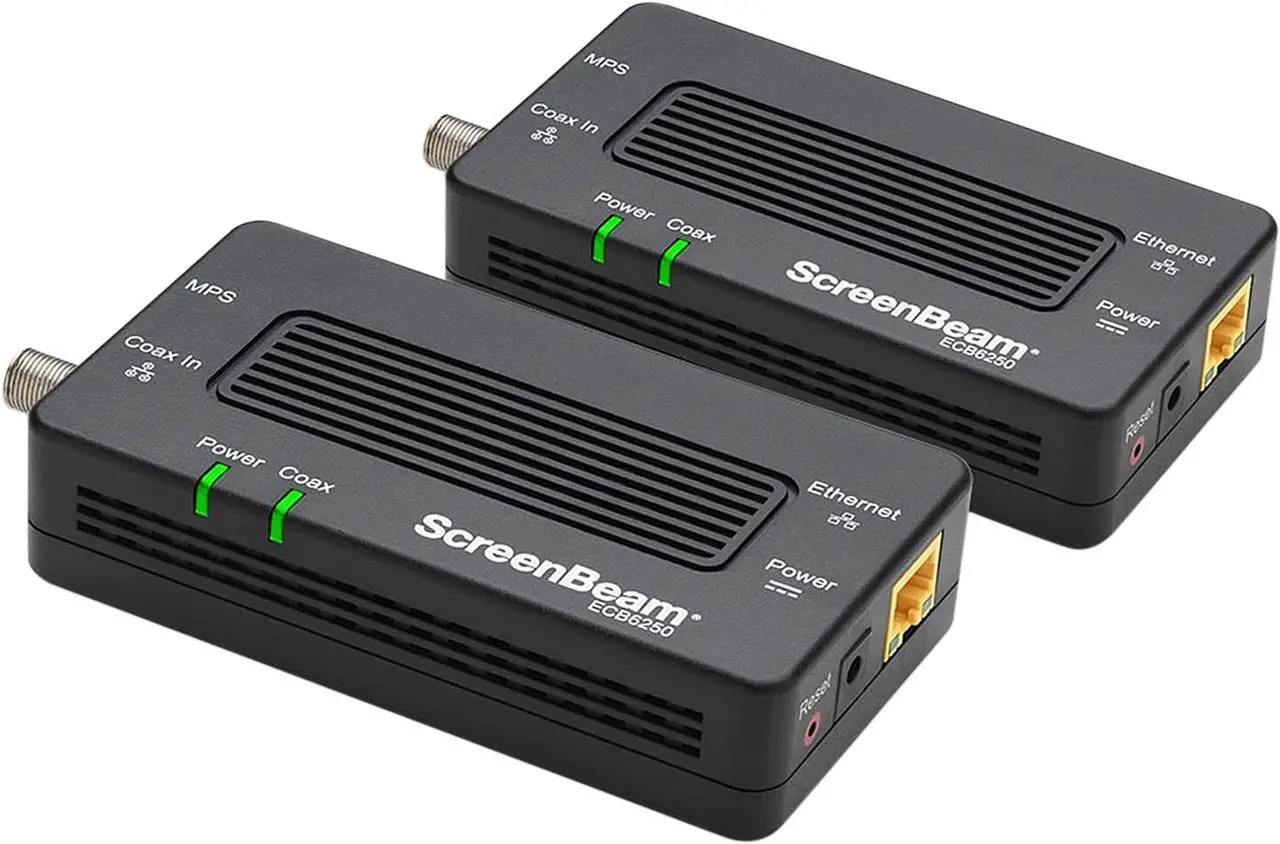 Main image of Screenbeam Inc. MoCA 2.5 Network Adapter for Ethernet Over Coax (2 Pack) - 1 Gbps Ethernet, Coax to Ethernet Adapter, Enhanced Streaming and Gaming (Model: ECB6250K02)