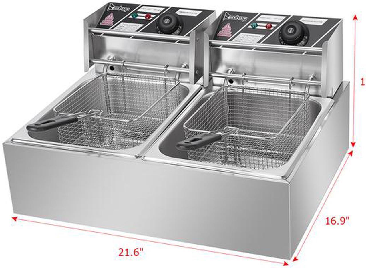 Alt view image 2 of 7 - 5000W 12L Electric Deep Fryer Portable Dual Tank Basket Commercial Restaurant