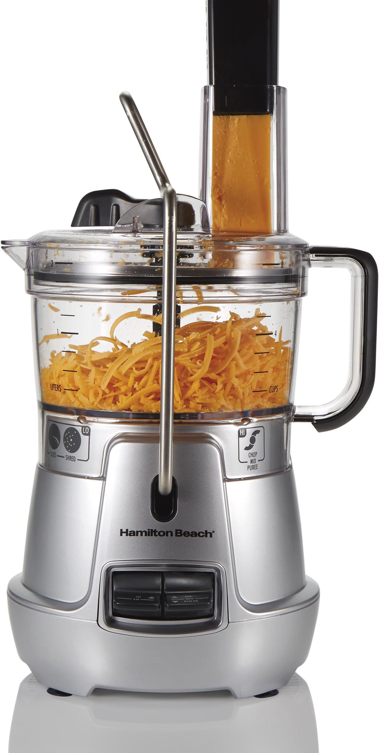Alt view image 7 of 8 - Hamilton Beach Stack & Snap Food Processor 8-Cup with Adjustable Slicing Blade, Built-in Bowl Scraper & Storage Case (70820)