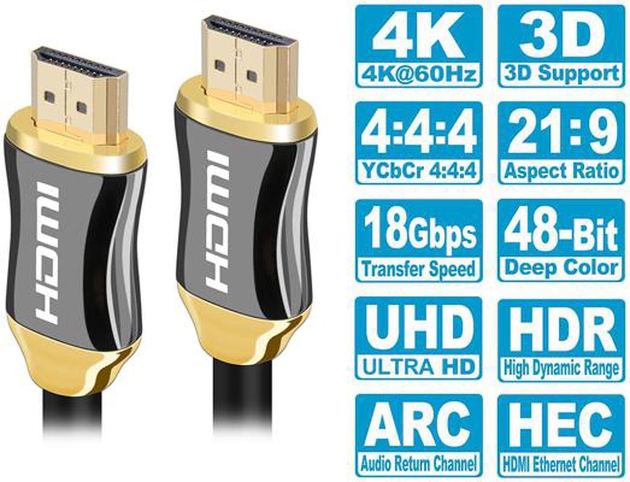Alt view image 2 of 5 - 4K HDMI Cable 6ft | High Speed,4K @ 60Hz, Ultra HD, 2K, 1080P & ARC Compatible | for Laptop, Monitor, PS5, PS4, Xbox One, Fire TV, Apple TV & More